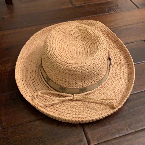 Scala Natural Raffia Straw Hat with Palm Tree Band EUC - Picture 4 of 8